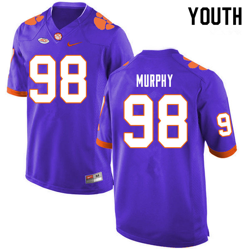 Youth #98 Myles Murphy Clemson Tigers College Football Jerseys Sale-Purple - Click Image to Close